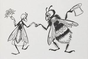 Egy légy és méh összeházasodnak. alkotó: Arthur Rackham