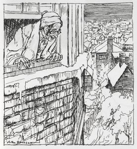Egy férfi néz ki az ablakon alkotó: Arthur Rackham