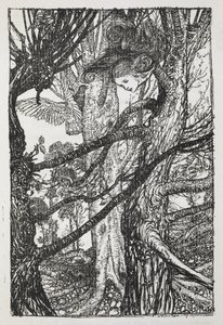 Alice, mint egy galambhoz beszélő kígyó alkotó: Arthur Rackham