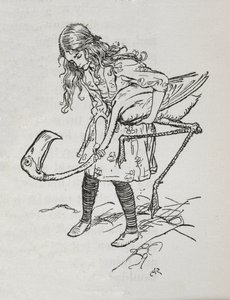 Alice krokettezik egy flamingóval alkotó: Arthur Rackham