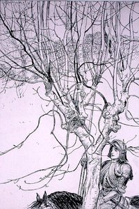 „As I lay Thinkynge, ő lovagolt az útjára” – illusztráció a „The Ingoldsby Legends, or Mirth and Marvels” című könyvéből, Thomas Ingoldsby 1898-ban megjelent (toll és tinta papíron) alkotó: Arthur Rackham