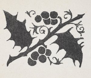 Fekete-fehér nyomtatás magyallevél és bogyók alkotó: Arthur Rackham