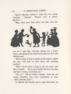 "Bob Cratchit és Tiny Tim", 1915 (litho) alkotó: Arthur Rackham