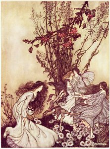 Tánc a tündérekkel a „Peter Pan a Kensington Gardensben”, J. M. Barrie, 1906 34: Peter Pan a Kensington Gardensben, J. M. Barrie: Tánc a tündérekkel, 1906 alkotó: Arthur Rackham