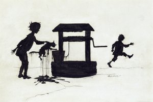 Ding Dong Bell, illusztráció a Mother Goose: The Old Nursery Rhymes című könyvből, 1913-ban (toll és tinta) alkotó: Arthur Rackham