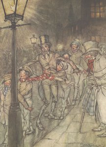 "Csúszda le Cornhillben" alkotó: Arthur Rackham
