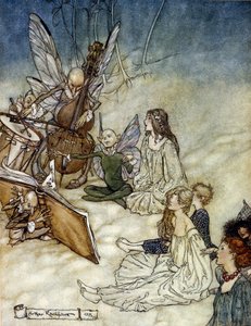 Elfek zenélnek Illusztráció: Arthur RACKHAM (1867-1939) A nyári éjszaka álmához, William SHAKESPEARE alkotó: Arthur Rackham