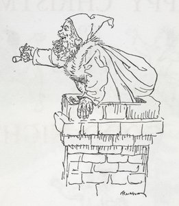 Mikulás lemászni a kéményen alkotó: Arthur Rackham
