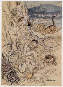 Minden apróságért rám vetnek, illusztráció William Shakespeare: A vihar című kocsmából. 1926 alkotó: Arthur Rackham