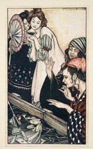 Gulliver találkozása a békával, Jonathon Swift (1667-1745) Gulliver utazásai című művéből, pub. 1909 (színes litó) alkotó: Arthur Rackham