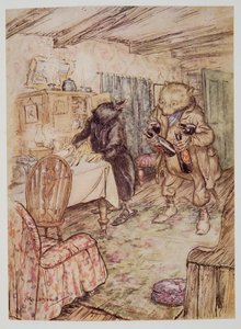 Hamarosan újra megjelent, kissé porosan, mindkét mancsában egy-egy üveg sörrel, a hóna alatt pedig egy-egy üveg sörrel Kenneth Grahame (1859-1932) kocsmájából. 1940 alkotó: Arthur Rackham