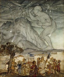 Herkules, aki az eget támogatja Atlasz helyett, 1922 alkotó: Arthur Rackham