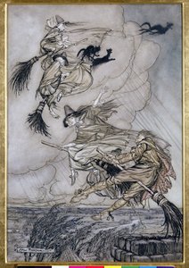 Hé! Fel a kéményen! Hey After you!, illusztráció: The Ingoldsby Legends of Mirth and Marvels, 1907 (toll és tinta WC-vel papíron) alkotó: Arthur Rackham