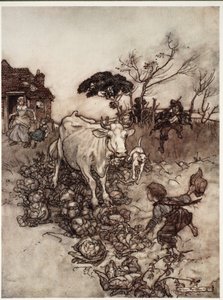 Tehene eltévedt, vagy a káposzta közé került. Rip Van Winkle-től Washington Irving, kocsma. 1910 alkotó: Arthur Rackham