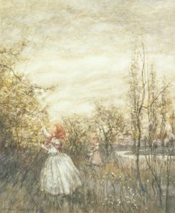 Honeysuckle, 1905 (wc fehérrel megemelve és papíron kihagyva) alkotó: Arthur Rackham
