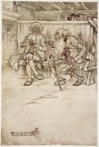 Magam is valaha beszéltem Rip Van Winkle-lel, aki, amikor utoljára láttam, egy nagyon sebezhető öregember volt. A Washington Irving-kocsmából származó Rip Van Winkle-től. 1910 alkotó: Arthur Rackham