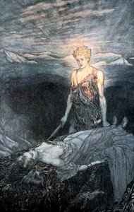 Illusztráció: Siegfried és az istenek alkonya, 1924. alkotó: Arthur Rackham