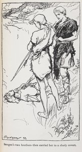 Illusztráció Imogenről és testvéreiről a Cymbeline-ből. alkotó: Arthur Rackham