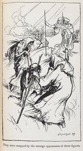 A három boszorkány, Macbeth és Banquo illusztrációja. alkotó: Arthur Rackham