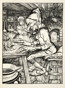 Lay!, üvöltötte az óriás, majd a tyúk azonnal lerakott egy szilárd arany tojást, The Arthur Rackham Fairy Book, kocsmából. 1933 alkotó: Arthur Rackham