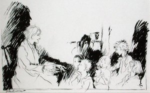 Szellemek, boszorkányok és indiánok hosszú történetei, Washington Irving (1783-1859) „Rip van Winkle” című könyvének illusztrációja, 1916-ban megjelent kiadás (toll és tinta papíron) alkotó: Arthur Rackham
