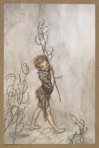 – Uram, micsoda bolondok ezek a halandók! Korong. Jelenet a Szentivánéji álomból. alkotó: Arthur Rackham