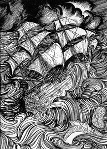 Edgar Allan Poe: „Kéziratot találtak egy palackban”. alkotó: Arthur Rackham