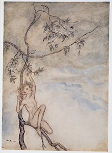 Vidáman, vígan fogok élni most az ágon lógó virág alatt, William Shakespeares illusztráció: A vihar, kocsma. 1926 alkotó: Arthur Rackham