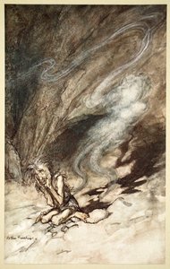 „Mime vonaglik a szempillái alatt”, 1910. alkotó: Arthur Rackham