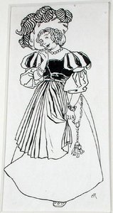 Miss Una Von-Something, illusztráció a „The Ingoldsby Legends, or Mirth and Marvels” című filmből, Thomas Ingoldsby, 1898-ban (toll és tinta papíron) alkotó: Arthur Rackham