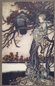 Tegye az ő furcsa esetét Old Solomon Caw elé, J. M. Barrie (1860 - 1937), kocsma, a Kensington Gardensben található Peter Pan-ből. 1906 alkotó: Arthur Rackham