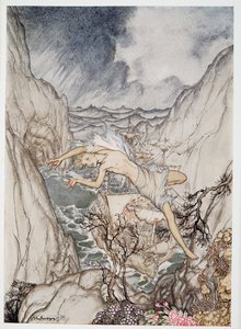 Biztonságban a kikötőben van a király hajója, illusztráció William Shakespeare: A vihar című kocsmából. 1926
