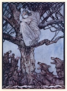 Dühös jajjal nézett a lent feszülő és vicsorgó hordára. A Becfola udvarlása az ír tündérmesékből alkotó: Arthur Rackham