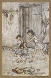 Vixen volt, amikor iskolába járt. Jelenet a Szentivánéji álomból. alkotó: Arthur Rackham