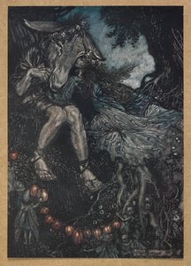 Aludj, és a karomban szellőztelek. Bottom és Titania. Jelenet a Szentivánéji álomból. alkotó: Arthur Rackham
