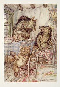 Valaki ült a székemben, és kiült belőle az aljára! mondta a Little, Small, Wee Bear, The Arthur Rackham Fairy Book, kocsma. 1933 alkotó: Arthur Rackham