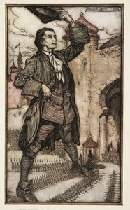 The Emperor of Lilliput Reviews His Troops, Gulliver utazásai, Jonathon Swift (1667-1745), pub. 1909 (színes litó) alkotó: Arthur Rackham