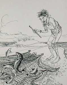 The Fisherman Piping, illusztráció az „Aesop