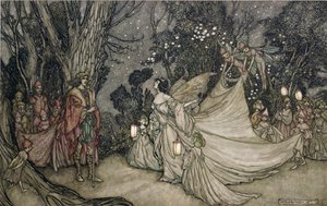 Oberon és Titánia találkozása alkotó: Arthur Rackham