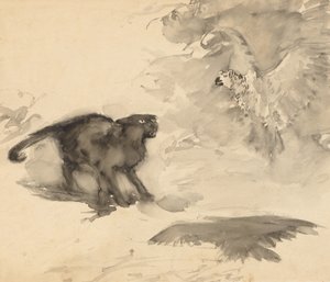 A papagáj és a macska (Eleanor Gates „Jó éjszakát” című vázlata) alkotó: Arthur Rackham