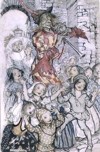 The Pied Piper of Hamelin, illusztráció Robert Browning (1812-89) verséhez, pub. 1934 (toll és tinta, akvarell, papír) alkotó: Arthur Rackham