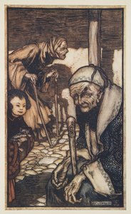 The Struldbrugs, Jonathan Swift (1667-1745) Gulliver utazásaiból, pub. 1909 (színes litó) alkotó: Arthur Rackham