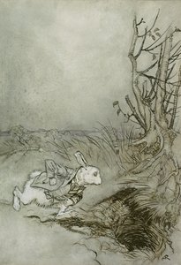 A fehér nyúl, illusztráció az „Alice kalandjai csodaországban” című filmből, 1907 (toll, tinta és WC papíron) alkotó: Arthur Rackham
