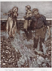 Az özvegy Whitgift és fiai, Rudyard Kipling (1865-1936) „Puck of Pook Hill” című művéből, 1906 (toll, tinta és akvarell papíron) alkotó: Arthur Rackham