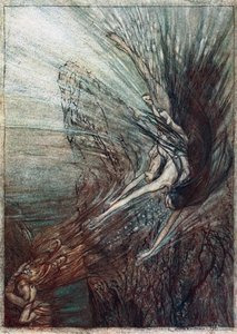 A Rajnalányok mulatsága. Illusztráció a Rajna aranyhoz és a Valkűrhöz, Richard Wagnertől, alkotó: Arthur Rackham