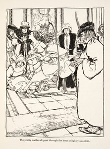A csinos leányzó olyan könnyedén ugrott át a karikán, mint egy szarvas, a Little Brother & Little Sister és a Grimm testvérek más meséiből, pub.1917 (litho) alkotó: Arthur Rackham