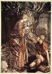 „Ezt a gyógyító és mézédes mead-pisztolyt méltóképpen elfogadom tőlem”, 1910. alkotó: Arthur Rackham