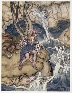 Ez a zene besurrant a vízen, illusztráció William Shakespeare: A vihar című kocsmából. 1926 alkotó: Arthur Rackham