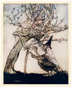 Az enyém fája! Ó az én fájom! Láttad az én szemtelen kis szobalányomat, az English Fairy Tales, 1922-es kocsmát? alkotó: Arthur Rackham