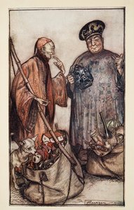 Two of The Sages ?. Mint Pedlars among Us, Jonathan Swift (1667-1745) Gulliver utazásaiból, pub. 1909 alkotó: Arthur Rackham